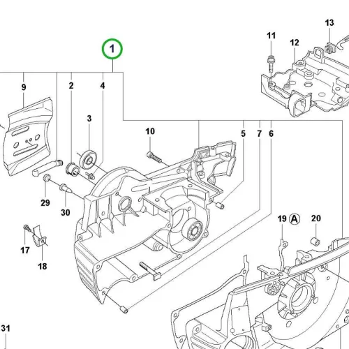 Husqvarna forgattyúház 365, 372 XP láncfűrészhez robbantott ábra