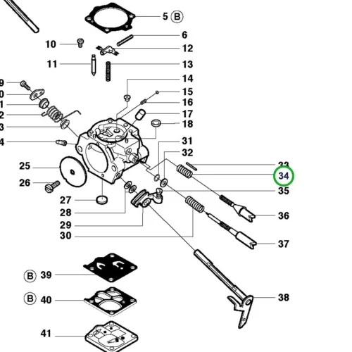 Husqvarna karburátor rugó alapjárathoz 3120 XP láncfűrészhez robbantott ábra