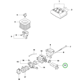 Husqvarna műanyag csonk HD 6B, HD 12C 365, 372 XP láncfűrészhez robbantott ábra