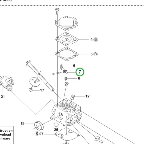 Husqvarna karburátor kar 555, 560 XP, 562 XP, 576 XP láncfűrészhez robbantott ábra