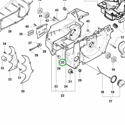 Husqvarna tanklevegőztető komplett forgattyúház 395 XP láncfűrészhez robbantott ábra