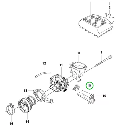 Husqvarna karburátor kar 365, 372 XP, 395 XP láncfűrészhez robbantott ábra