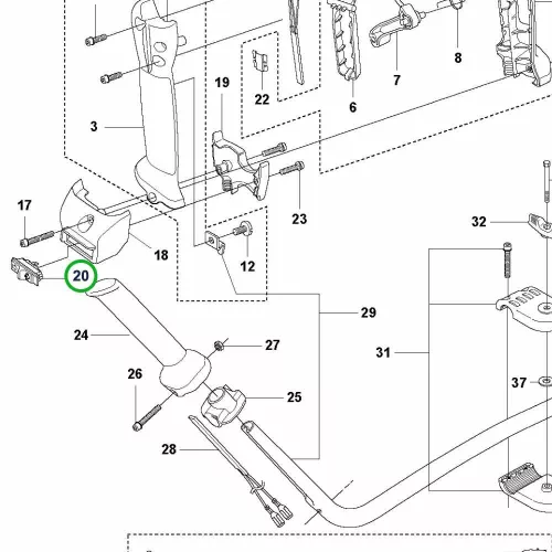 Husqvarna markolatfűtés kapcsoló 555FXT tisztítófűrészhez robbantott ábra
