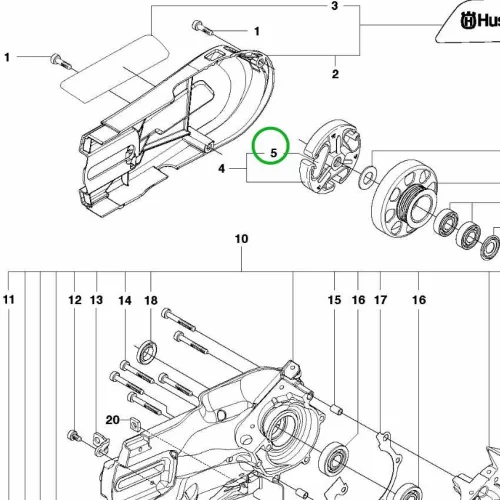 Husqvarna kuplungrugó 268, 362 XP, 371 XP láncfűrészhez robbantott ábra