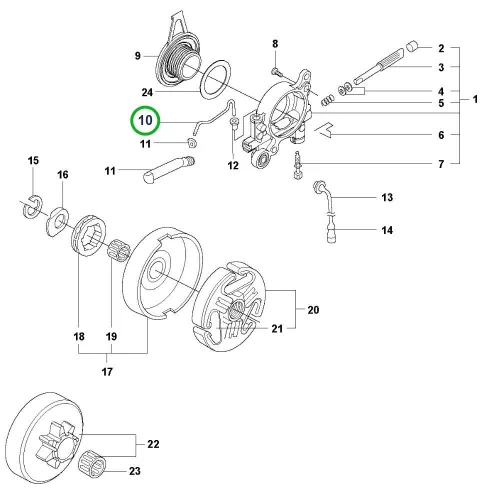 Husqvarna olajpumpa olajcső 365, 372 XP, 390 XP láncfűrészhez robbantott ábra