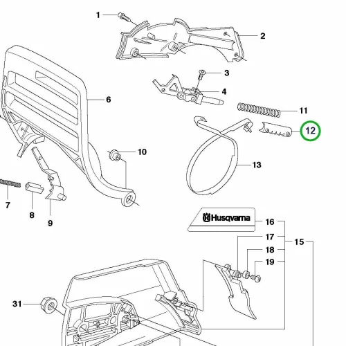 Husqvarna kuplungfedél tartóelem 365, 372 XP, 576 XP láncfűrészhez robbantott ábra