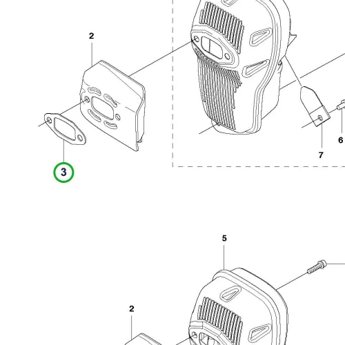 Husqvarna kipufogó tömítés 555RXT, 555FXT fűkaszához robbantott ábra
