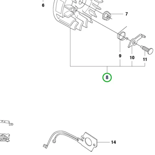 Husqvarna lendkerék 346 XP, 353 láncfűrészhez robbantott ábra