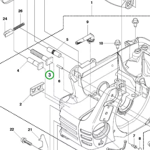 Husqvarna forgattyúház tőcsavar 3. pozíció 450 II láncfűrészhez robbantott ábra