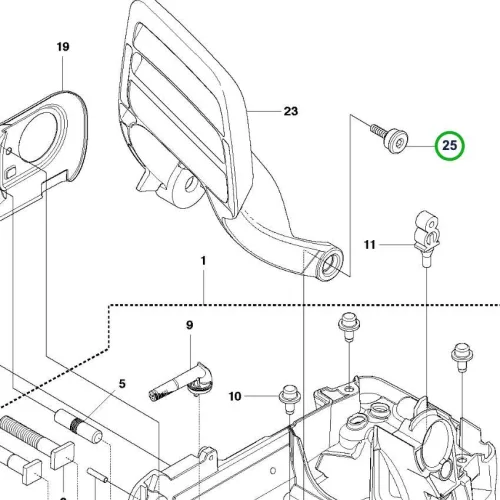 Husqvarna forgattyúház csavar 450 II, 535i XP láncfűrészhez robbantott ábra