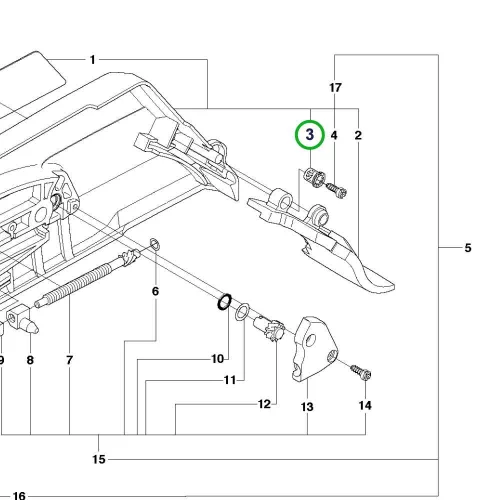 Husqvarna kuplungfedél persely 365, 372 XP, 390 XP láncfűrészhez robbantott ábra