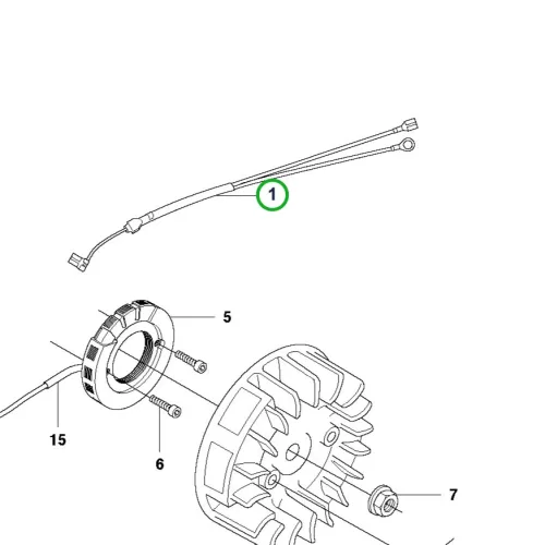 Husqvarna fogantyúfűtés kábel komplett 346 XP, 353 láncfűrészhez robbantott ábra
