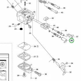 Husqvarna karburátor határoló sapka Zama C1Q 345FX, 343R fűkaszához robbantott ábra
