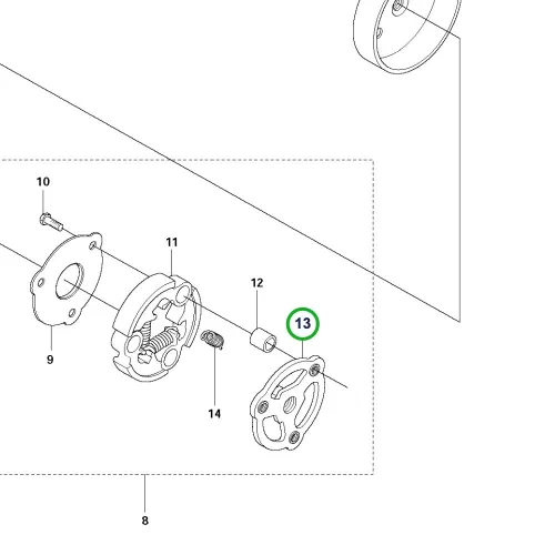Husqvarna kuplungagy 345FX, 343R fűkaszához robbantott ábra