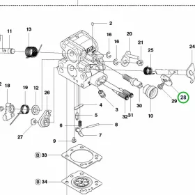 Husqvarna karburátor szelep 28. pozíció 435 II, 440 II láncfűrészhez robbantott ábra