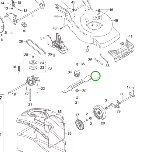 Gardena fűnyírókés 50 cm 51 VDA fűnyíróhoz robbantott ábra