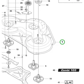 Husqvarna vágóasztal ház C103 szürke komplett R 214TC riderhez robbantott ábra