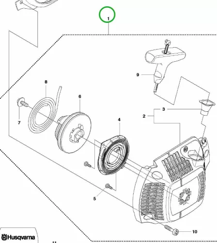 Husqvarna berántó komplett 135, 140, 435, 440 láncfűrészhez robbantott ábra