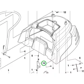 Husqvarna motorháztető zár vezetőlap jobb P 524, R 422Ts AWD riderhez robbantott ábra