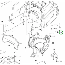 Husqvarna motorháztető zár vezetőlap bal P 524, R 422Ts AWD riderhez robbantott ábra