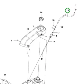 Husqvarna benzincső 6,4 mm 890 mm P 524X riderhez robbantott ábra