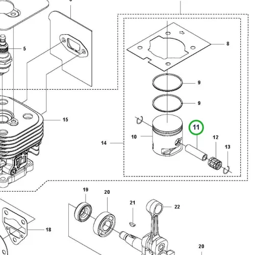 Husqvarna betét hengerhez 525LK szegélyvágóhoz robbantott ábra