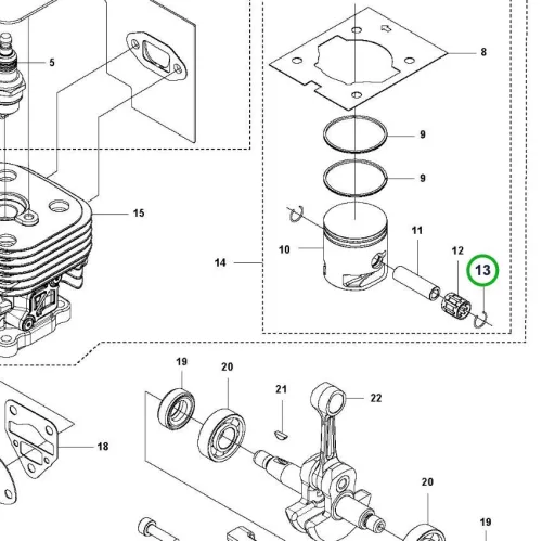 Husqvarna rögzítőgyűrű 13. pozíció 525LK, 525RX fűkaszához robbantott ábra