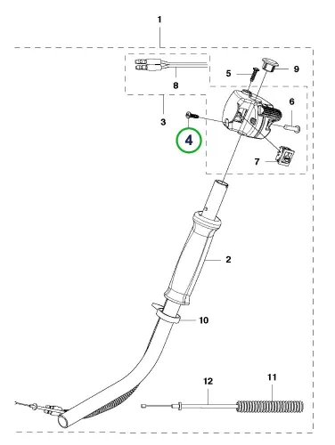 Husqvarna gázkar rögzítő csavar 543RS fűkaszához robbantott ábra