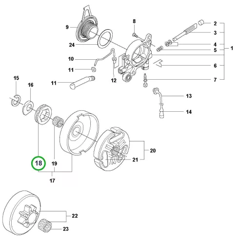 Husqvarna csillagkerék 3/8" 8 fogas 365, 372 XP, 390 XP láncfűrészhez robbantott ábra