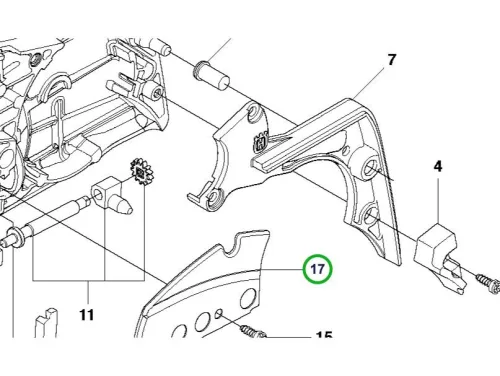 Husqvarna késvezető kuplungfedélhez 435 II, 440 II láncfűrészhez robbantott ábra