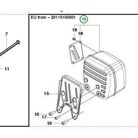 Husqvarna kipufogódob legújabb kivitel 3120 XP láncfűrészhez robbantott ábra