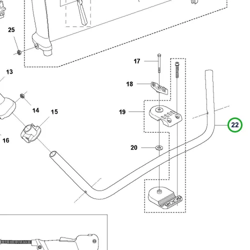 Husqvarna kormányrúd első fogantyú 545FR, 555RXT, 555FXT fűkaszához robbantott ábra