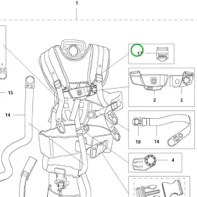Husqvarna rögzítő csat 545RX, 545FR, 555RXT, 555FXT fűkaszához robbantott ábra