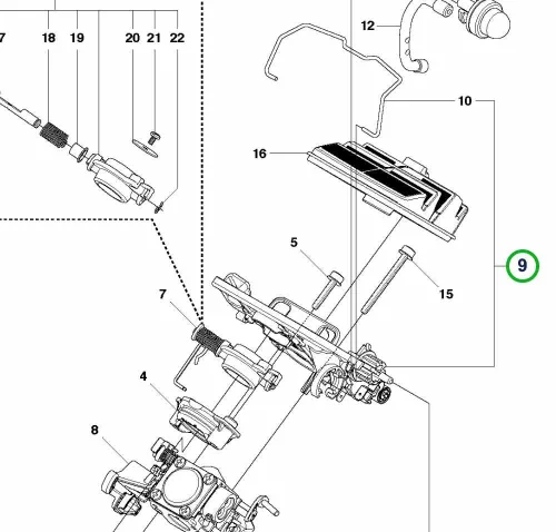 Husqvarna légszűrő tartó 450 II láncfűrészhez robbantott ábra