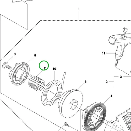 Husqvarna segédrugó 435, 440, 135, 140 láncfűrészhez robbantott ábra