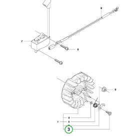 Husqvarna indítókarom csavar M5x12.5 445, 450 láncfűrészhez robbantott ábra