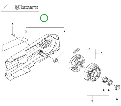 Husqvarna ékszíjvédő hátsó K 1270, K 1270 Rail vágógéphez robbantott ábra