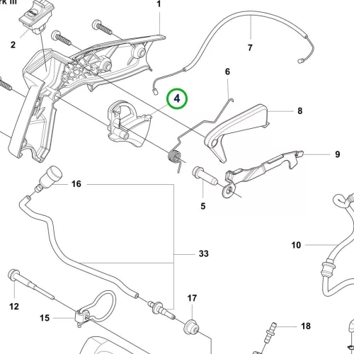 Husqvarna gázkapcsoló T540 XP Mark III láncfűrészhez robbantott ábra