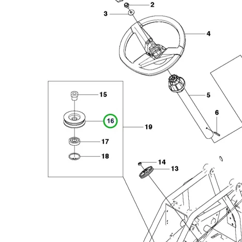 Husqvarna kormányzás tárcsa R 111B riderhez robbantott ábra
