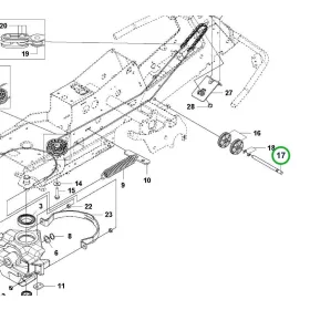 Husqvarna tengely 180,5 mm kötélorsóhoz R 214TC, R 216T AWD riderhez robbantott ábra