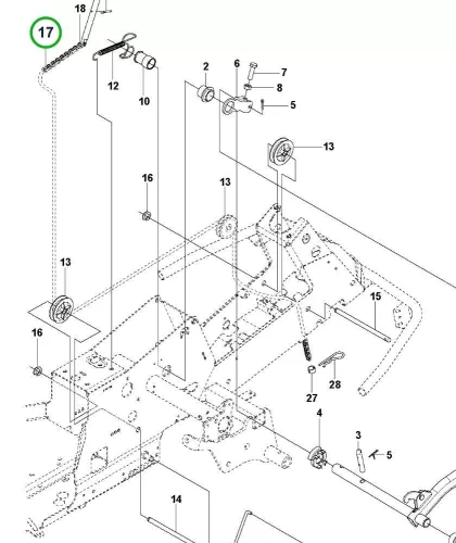 Husqvarna emelőlánc 1/2 col 87 szem R 318X, R 316TX AWD riderhez robbantott ábra