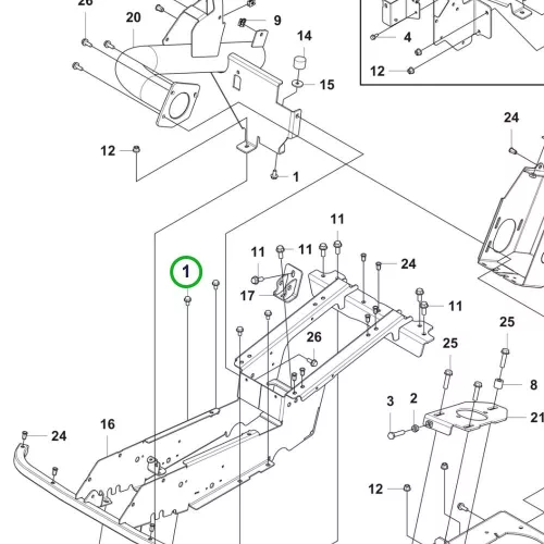 Husqvarna csavar motor és hidraulika P 524, P 524X, P 525D riderhez robbantott ábra