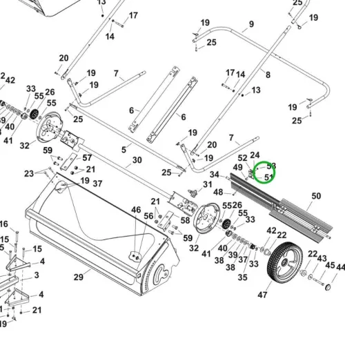 Husqvarna kefetartó bilincs erősítőidom acél sweeperhez robbantott ábra