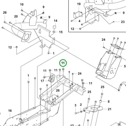 Husqvarna csavar M10x25 P 524, P 524X, P 525DX riderhez robbantott ábra