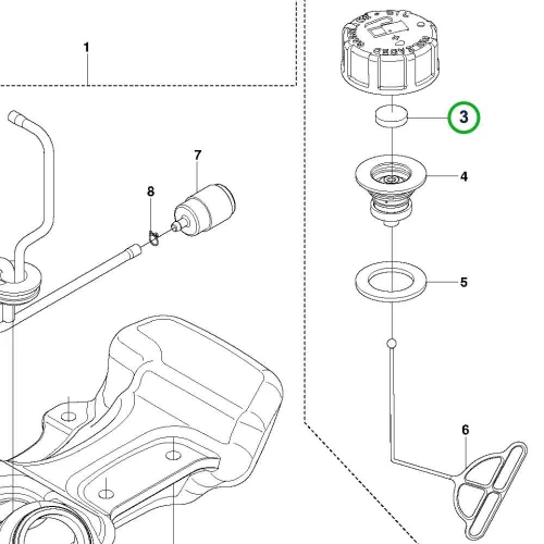 Husqvarna üzemanyagszűrő 543RS, 553RS fűkaszához robbantott ábra