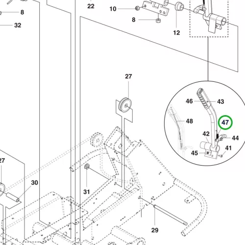 Husqvarna speciális rugó vágóasztal emeléshez R 422Ts AWD riderhez robbantott ábra