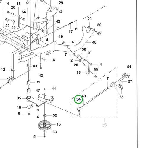 Husqvarna gömbcsukló DIN 71802 pedálhoz P 524X, P 525DX riderhez robbantott ábra