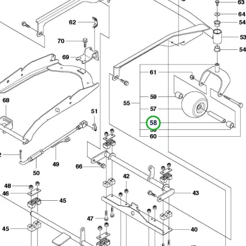 Husqvarna vágóasztal távtartó cső 127 mm R 422Ts AWD riderhez robbantott ábra