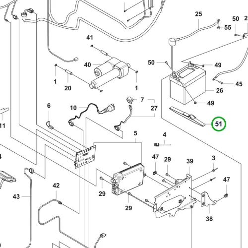 Husqvarna akkumulátor rögzítő szíj P 524X, P 535HX riderhez robbantott ábra