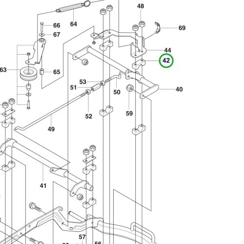 Husqvarna vágóasztal csapágyfél R 214TC, R 214C, R 216 AWD riderhez robbantott ábra